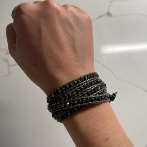 Victoria Emerson Gray Bead and Twine Wrap Bracelet